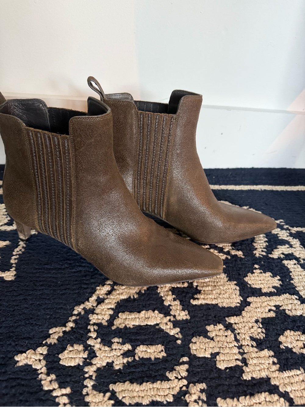Brunello Cucinelli Brown Leather Ankle Boots Sz 38